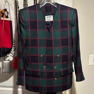 Vintage Green and Red Checkered Blazer
